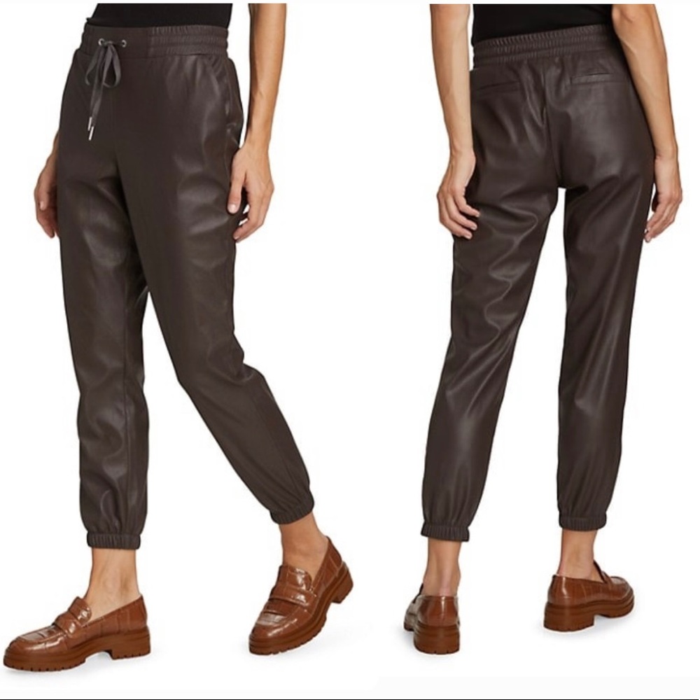 Saks Fifth Avenue Olive Leather Joggers
